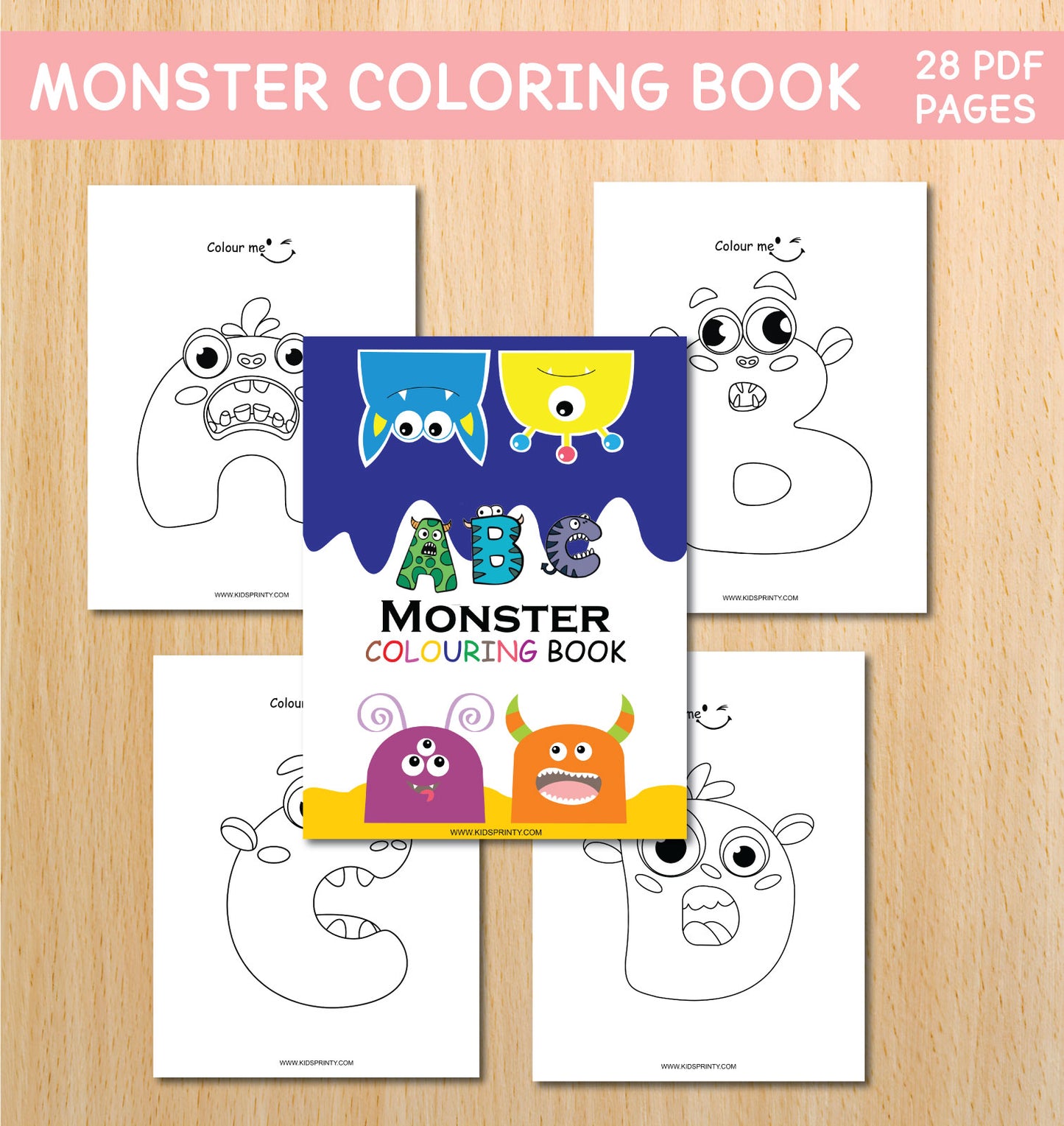 ABC Monster Coloring Book (28 Pages)