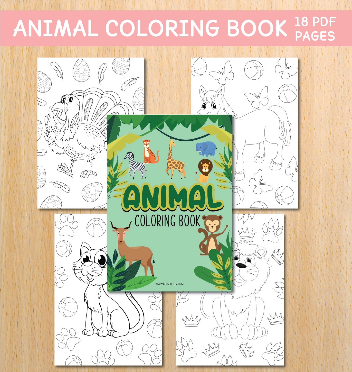 Animal Coloring Book (18 Pages)