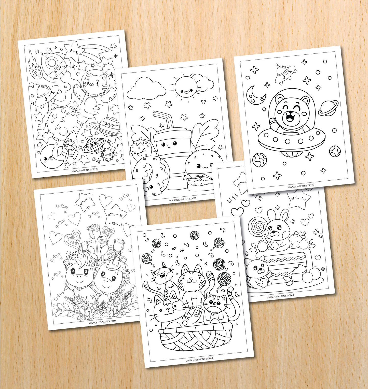 Cute Kawaii Coloring Book (52 Pages)
