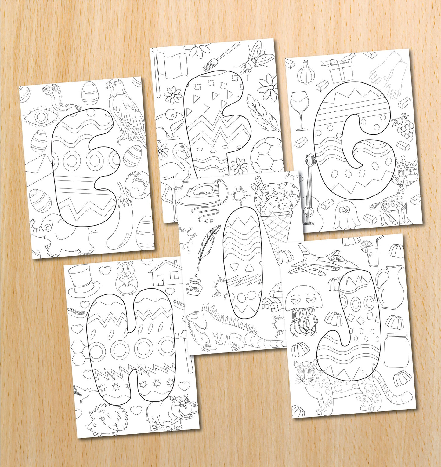 Doodle Alphabet Coloring Book (28 pages)
