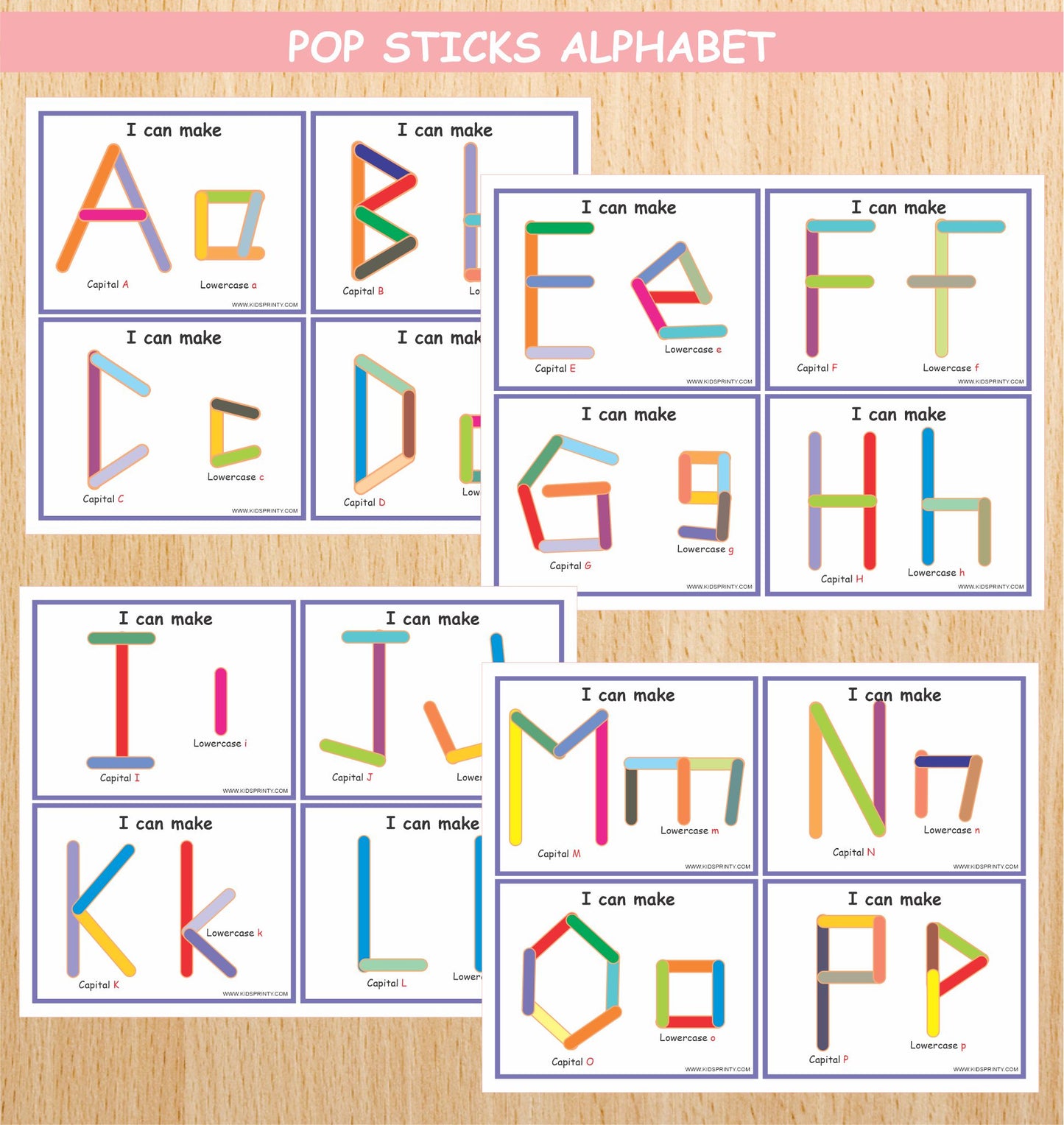 Alphabet Popsicle Sticks (26 Visual Cards)