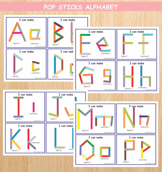 Alphabet Popsicle Sticks (26 Visual Cards)