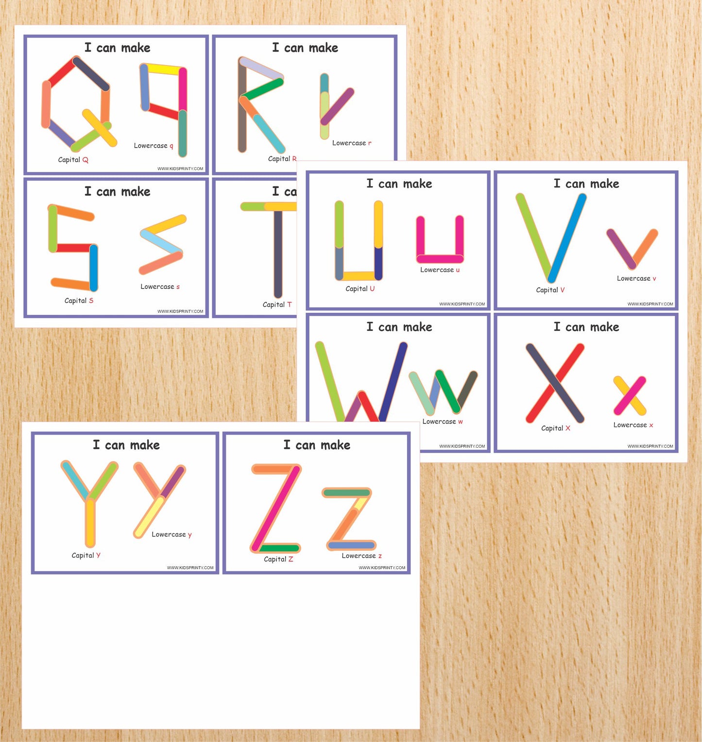 Alphabet Popsicle Sticks (26 Visual Cards)