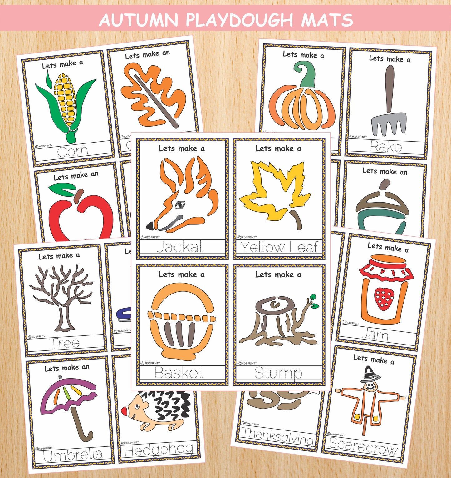 Autumn Play Dough Mats (20 Visual Cards)