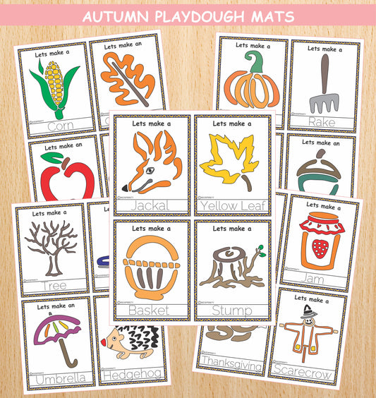 Autumn Play Dough Mats (20 Visual Cards)