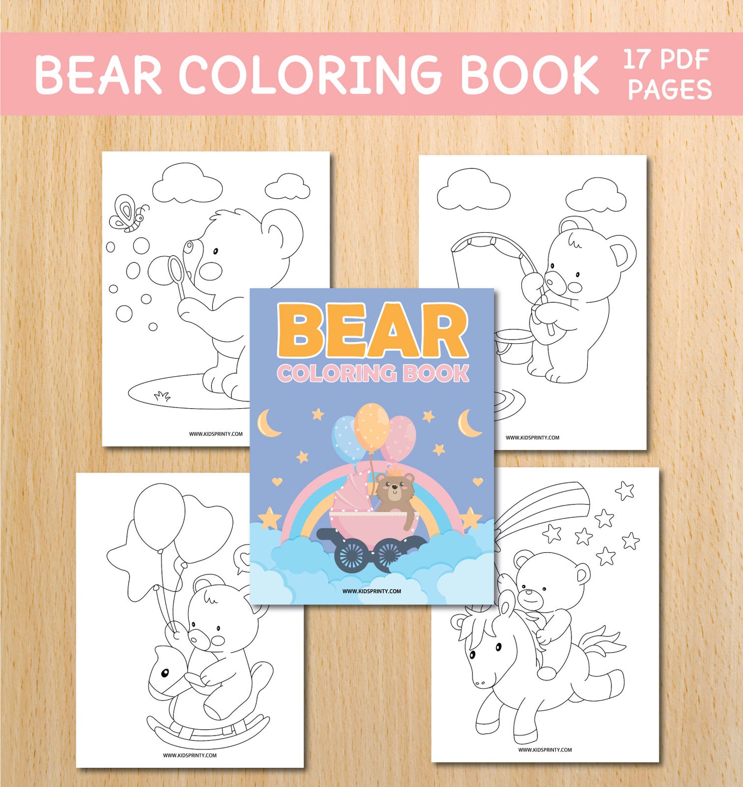 Bear Coloring Book (17 Pages)