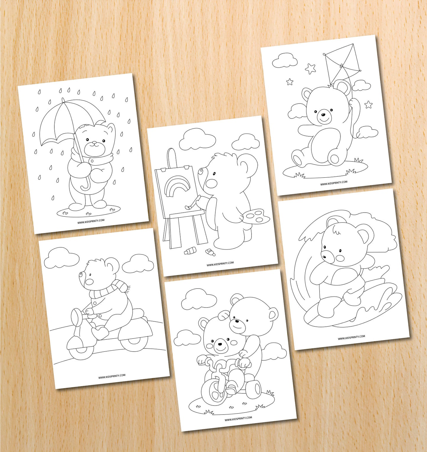 Bear Coloring Book (17 Pages)