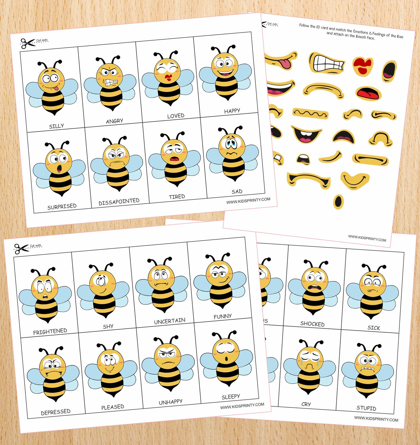 Bee Emotion Activity Sheets