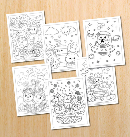 Cute Kawaii Coloring Book (52 Pages)