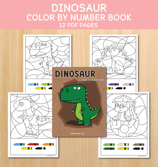 Dinosaur Color By Number Book (10 Pages)