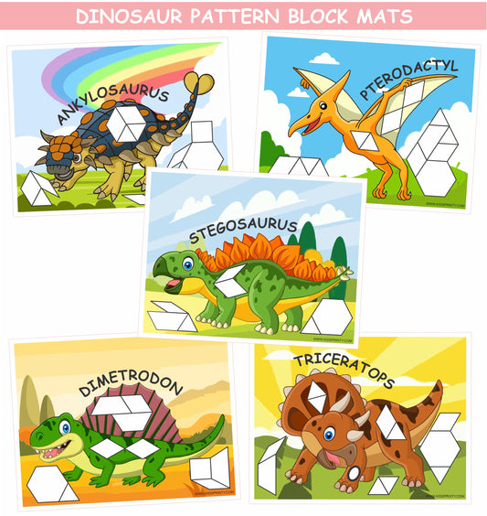 Dinosaur Pattern Block Mats (10 Pages)