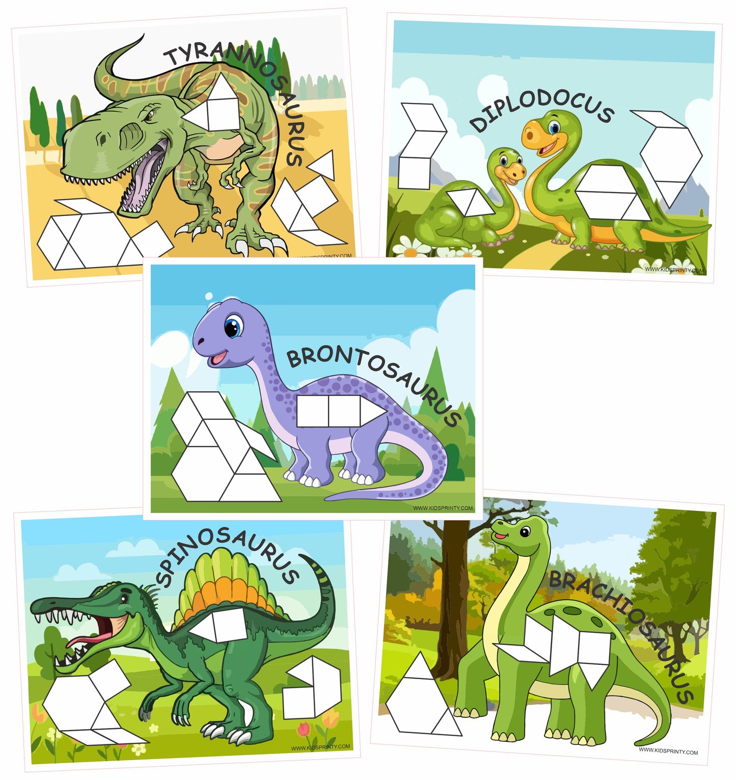 Dinosaur Pattern Block Mats (10 Pages)