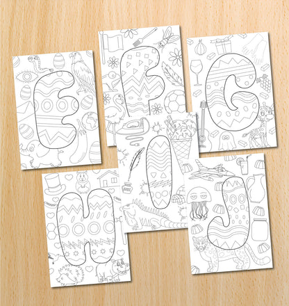 Doodle Alphabet Coloring Book (28 pages)