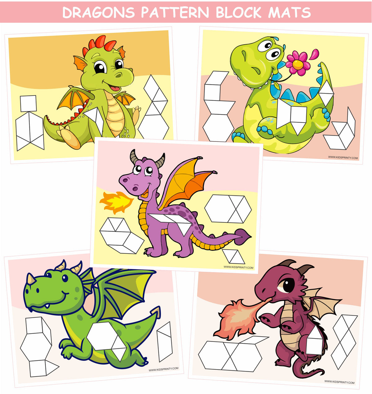 Dragon Chicken Scratch Pattern Dragon Pattern Block Mats (10 Pages) – Kids Printy