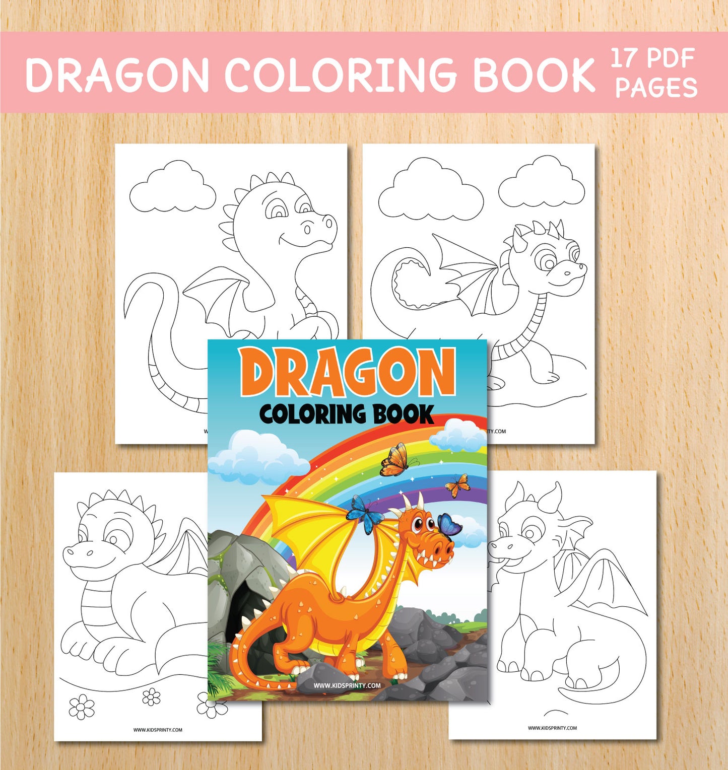 Dragons Coloring Book (17 Pages)