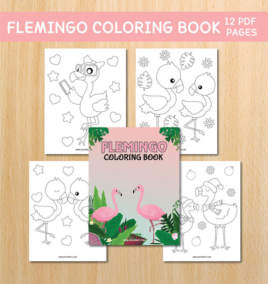 Flamingo Coloring Book (12 Pages)