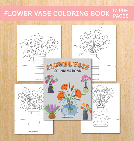 Flower Vase Coloring Book (17 Pages)