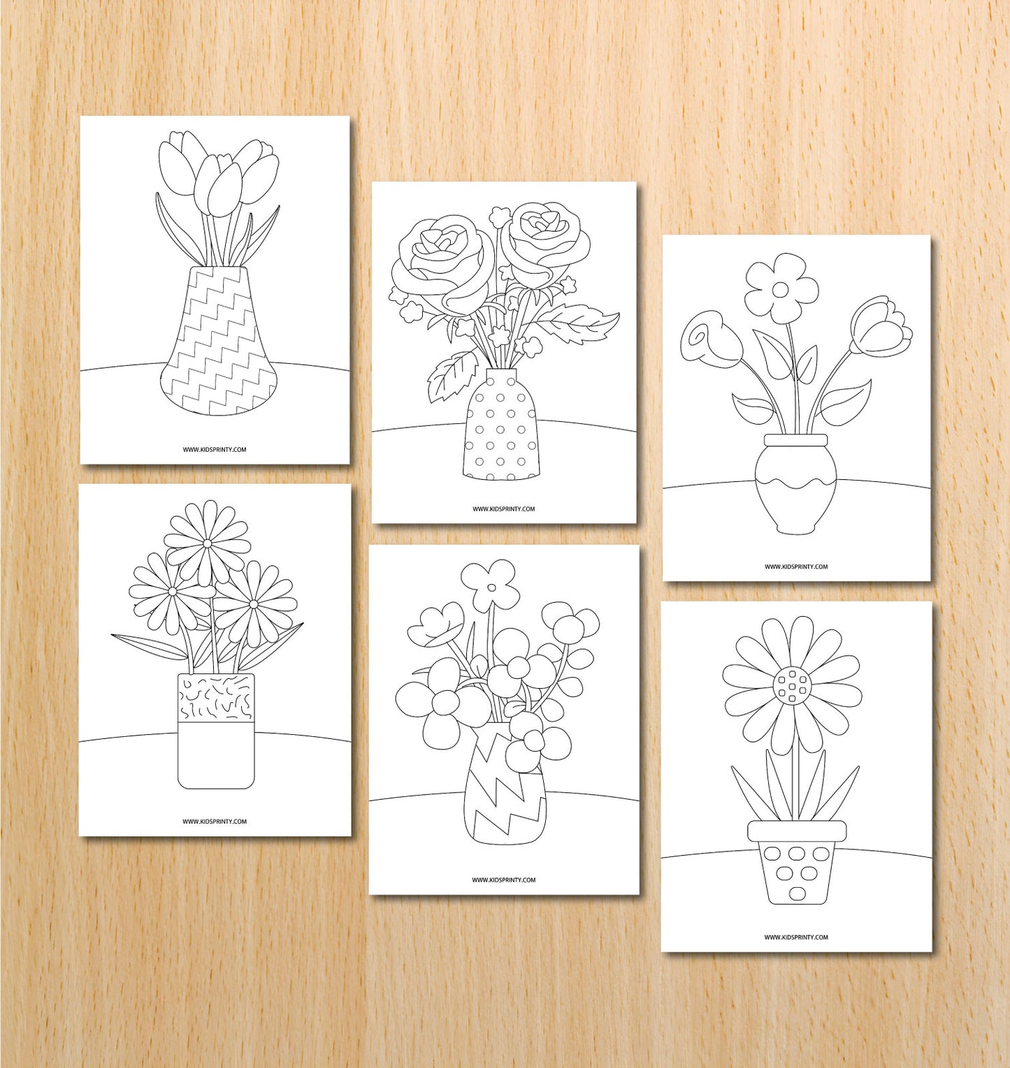 Flower Vase Coloring Book (17 Pages)