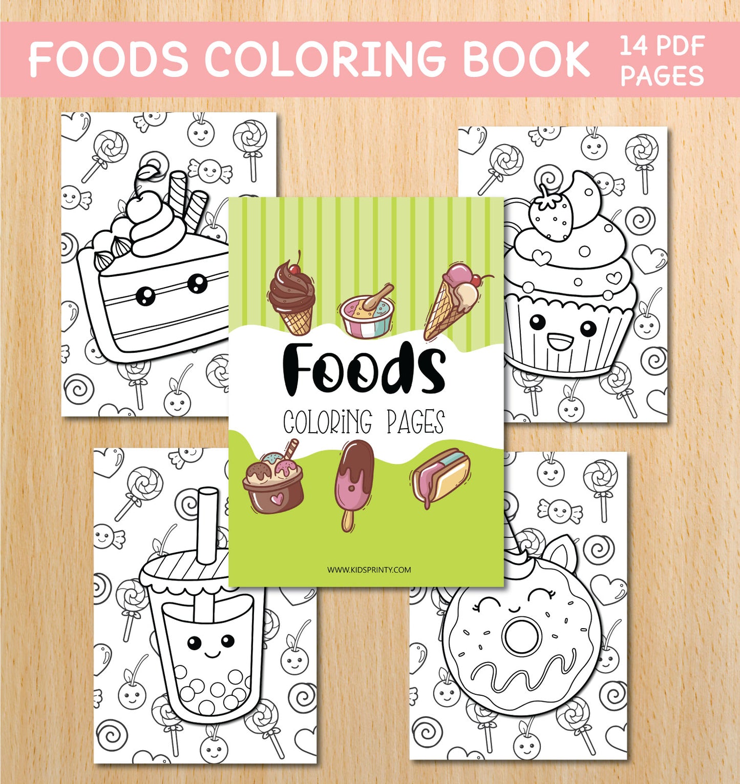 Foods Coloring Book (14 Pages)