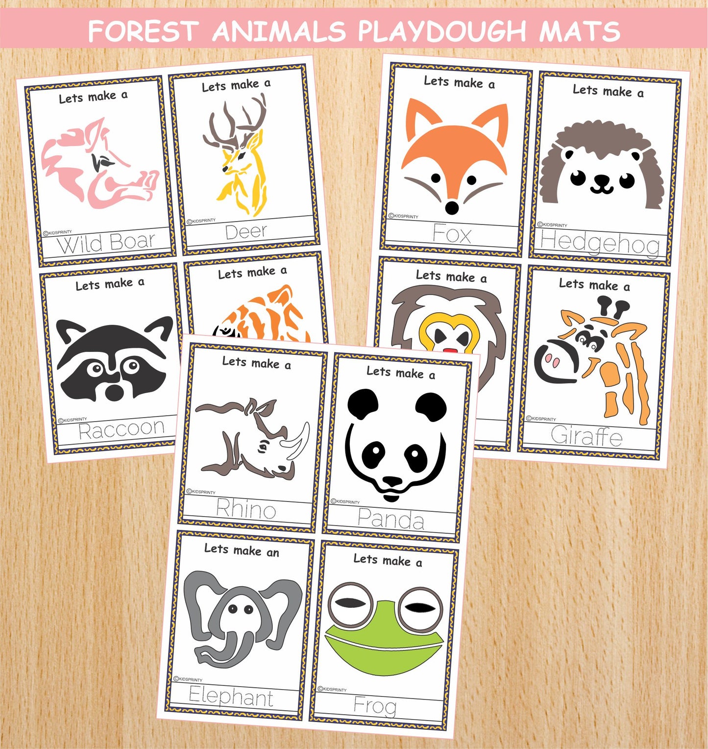 Forest Animals Play Dough Mats (12 Visual cards)