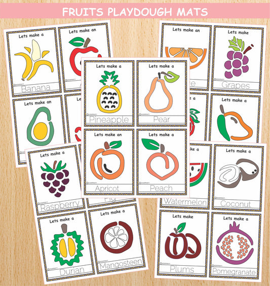 Fruits Play Dough Mats (20 Visual Cards)