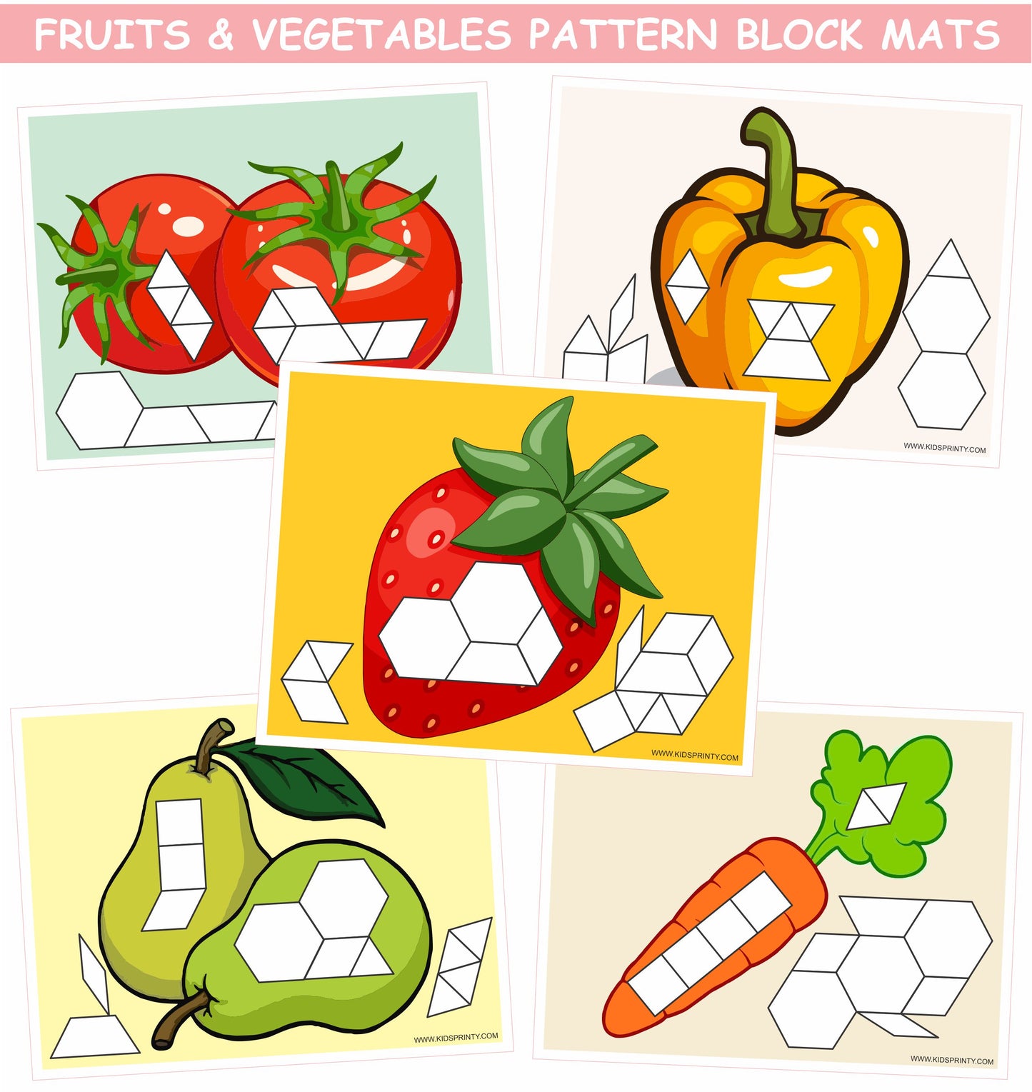 Fruits & vegetables Pattern Block Mats (10 Pages)