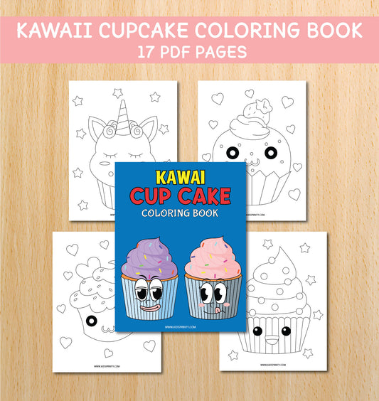 Kawaii Cupcake Coloring Book (17 Pages)