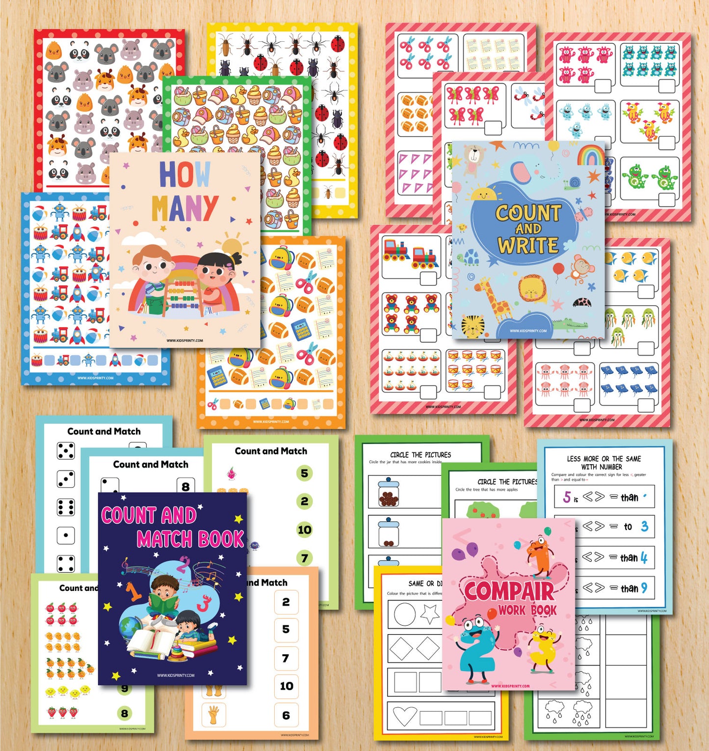 Math Activity Books Bundle (547 Pages & 100 Flash Cards)