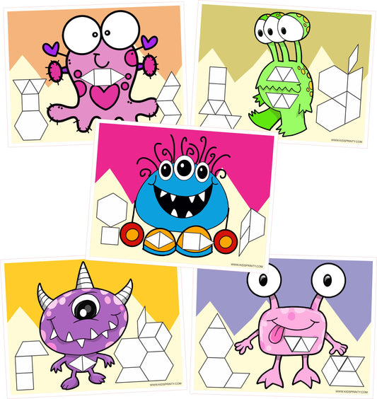 Monster Pattern Block Mats (10 Pages)