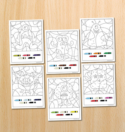 Monster Color by Number Book (10 Pages)