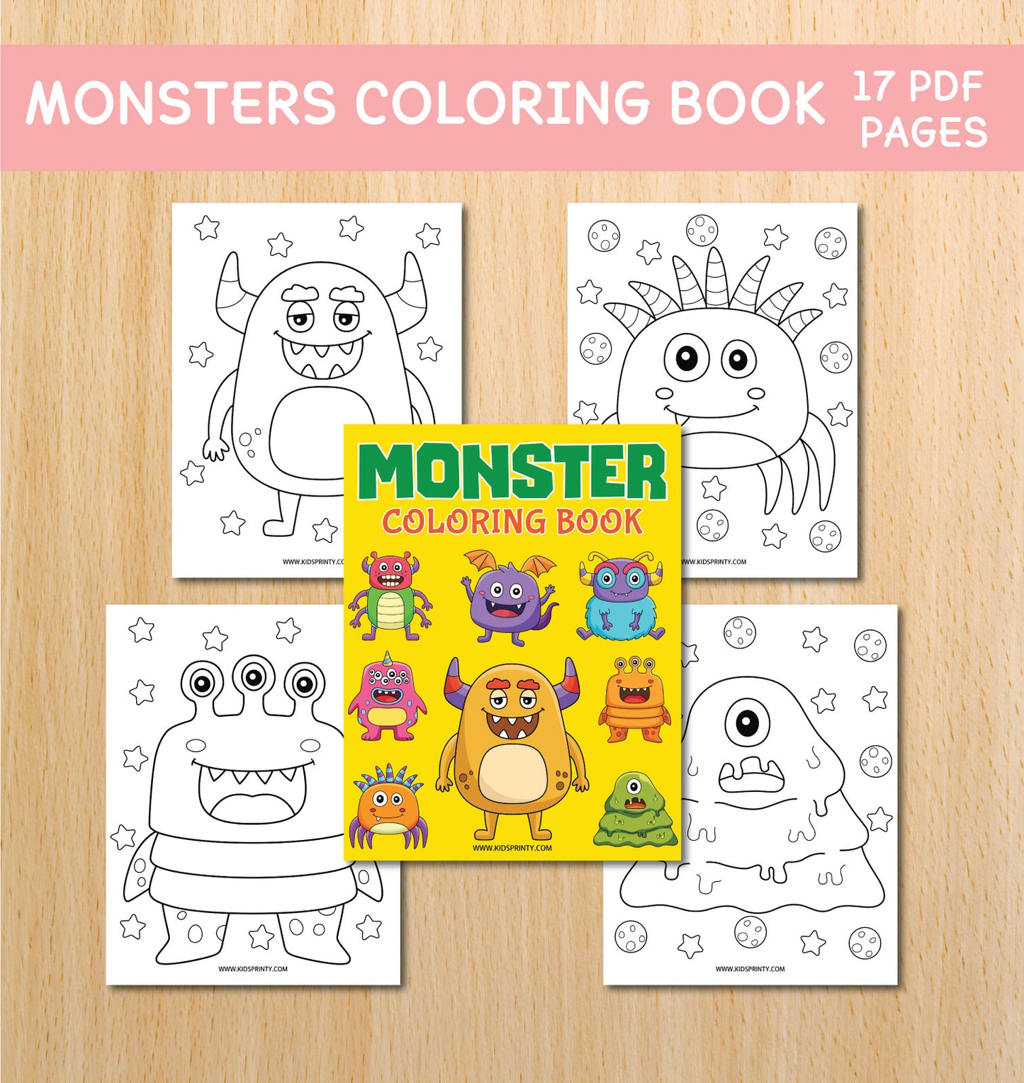 Monsters Coloring Book (17 Pages)