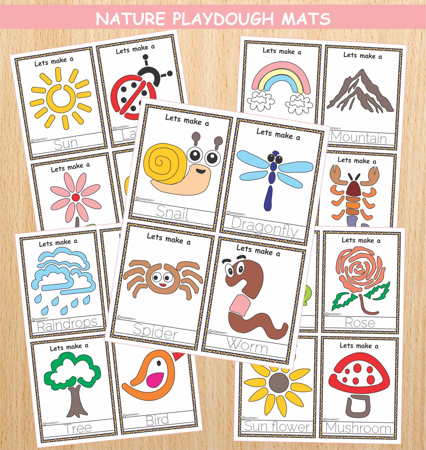 Nature Play Dough Mats (20 Visual cards)