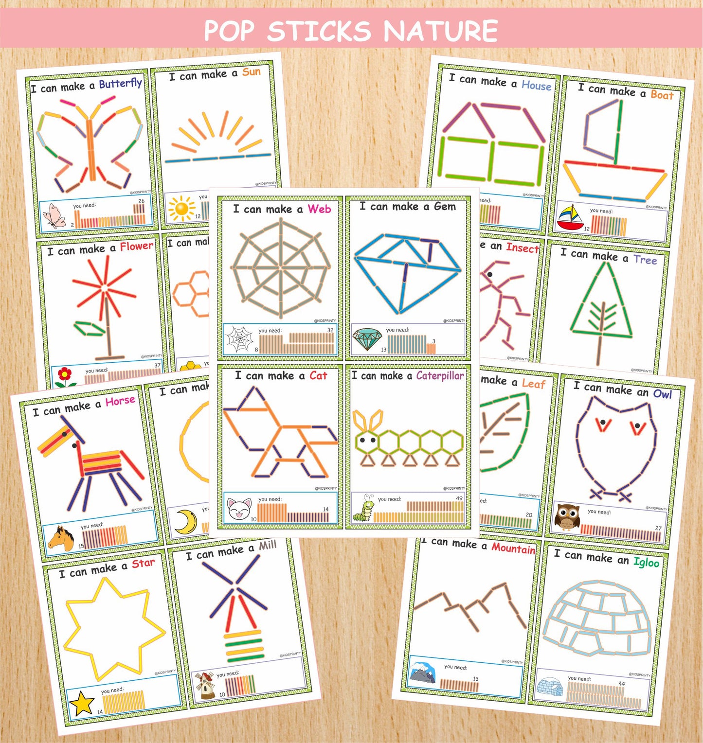 Nature Popsicle Sticks (20 Visual Cards)