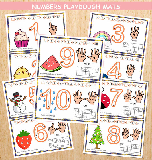 Numbers Play Dough Mats (10 Visual cards)