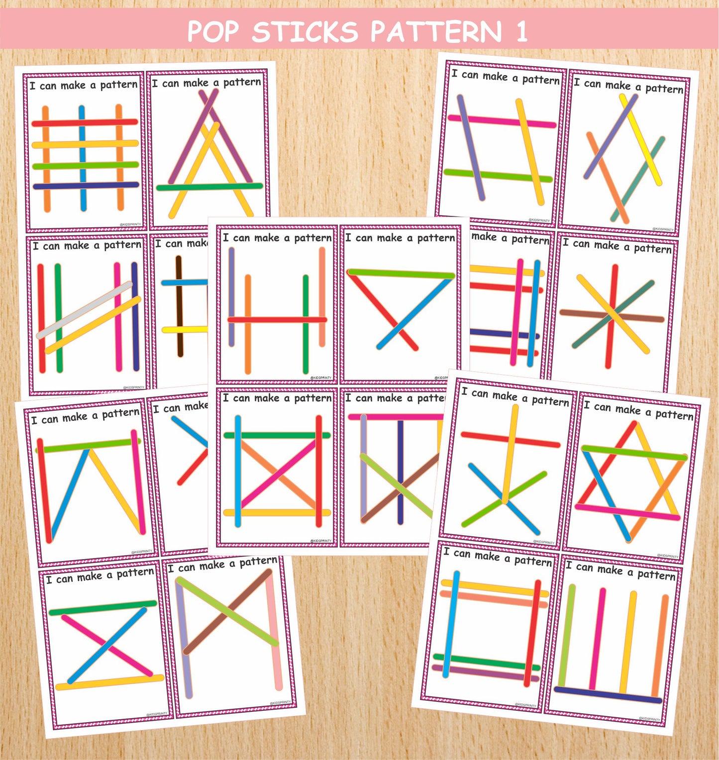 Pattern Popsicle Sticks (40 Visual Cards)