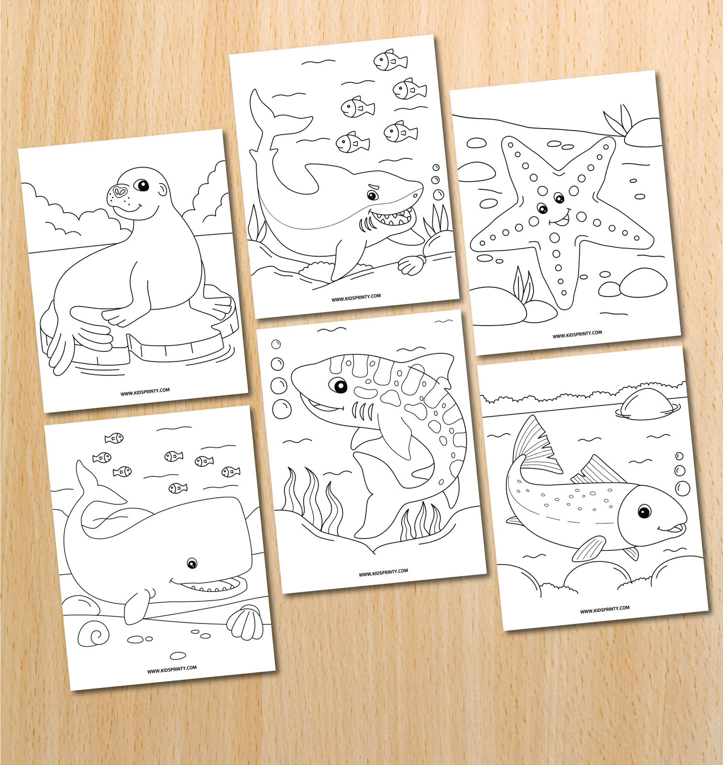 Sea Animals Coloring Book (32 Pages)