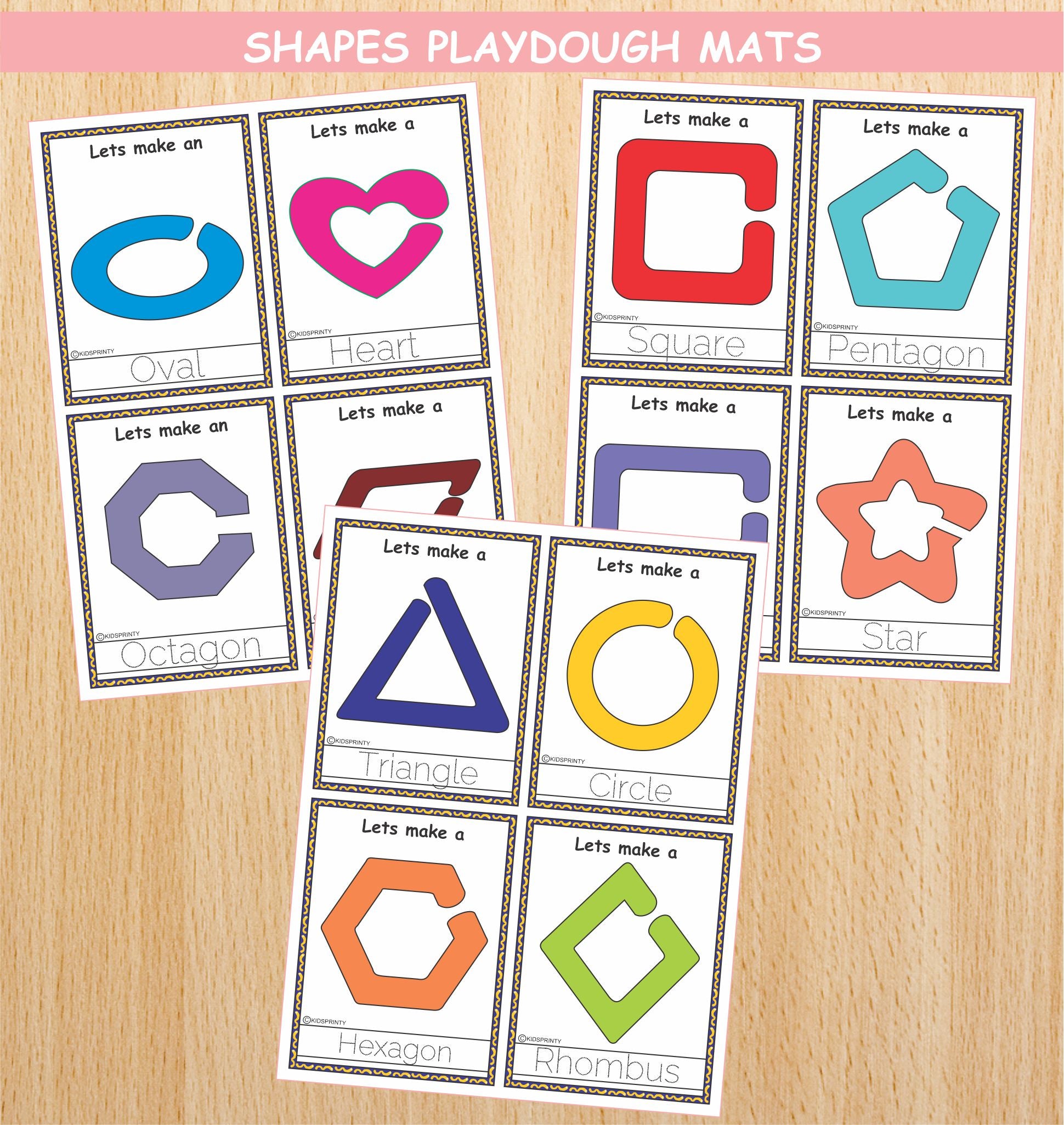 Visual Card Table Mat Eyfs Shapes Play Dough Mats (12 Visual cards) โ Kids Printy
