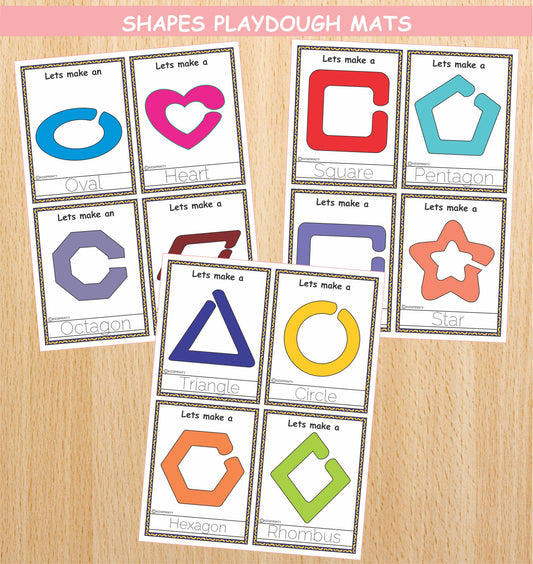 Shapes Play Dough Mats (12 Visual cards)