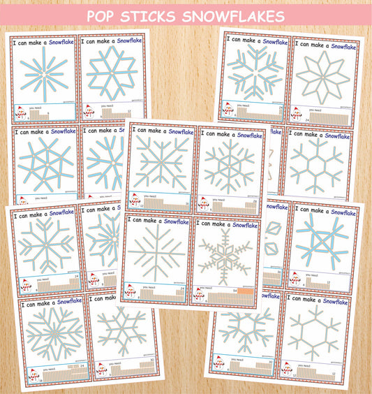 Snowflakes Popsicle Sticks (20 Visual Cards)