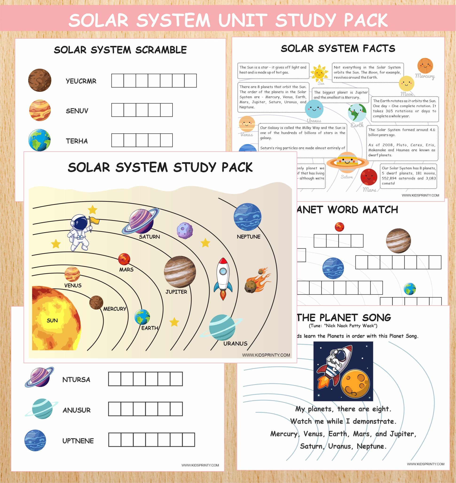 Solar System Unit Study Pack (10 Pages) – Kids Printy