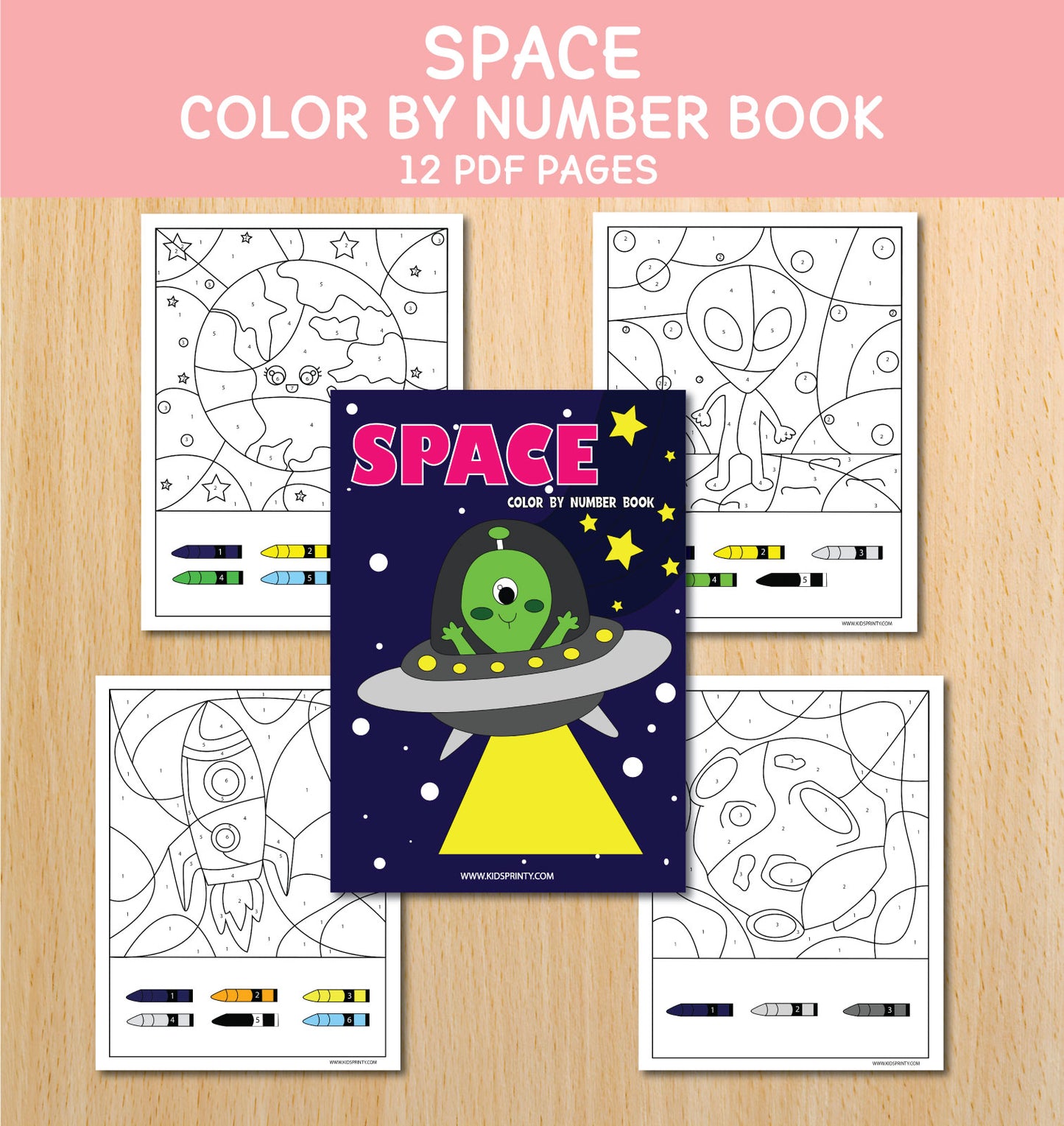 Space Color By Number Book (10 Pages)