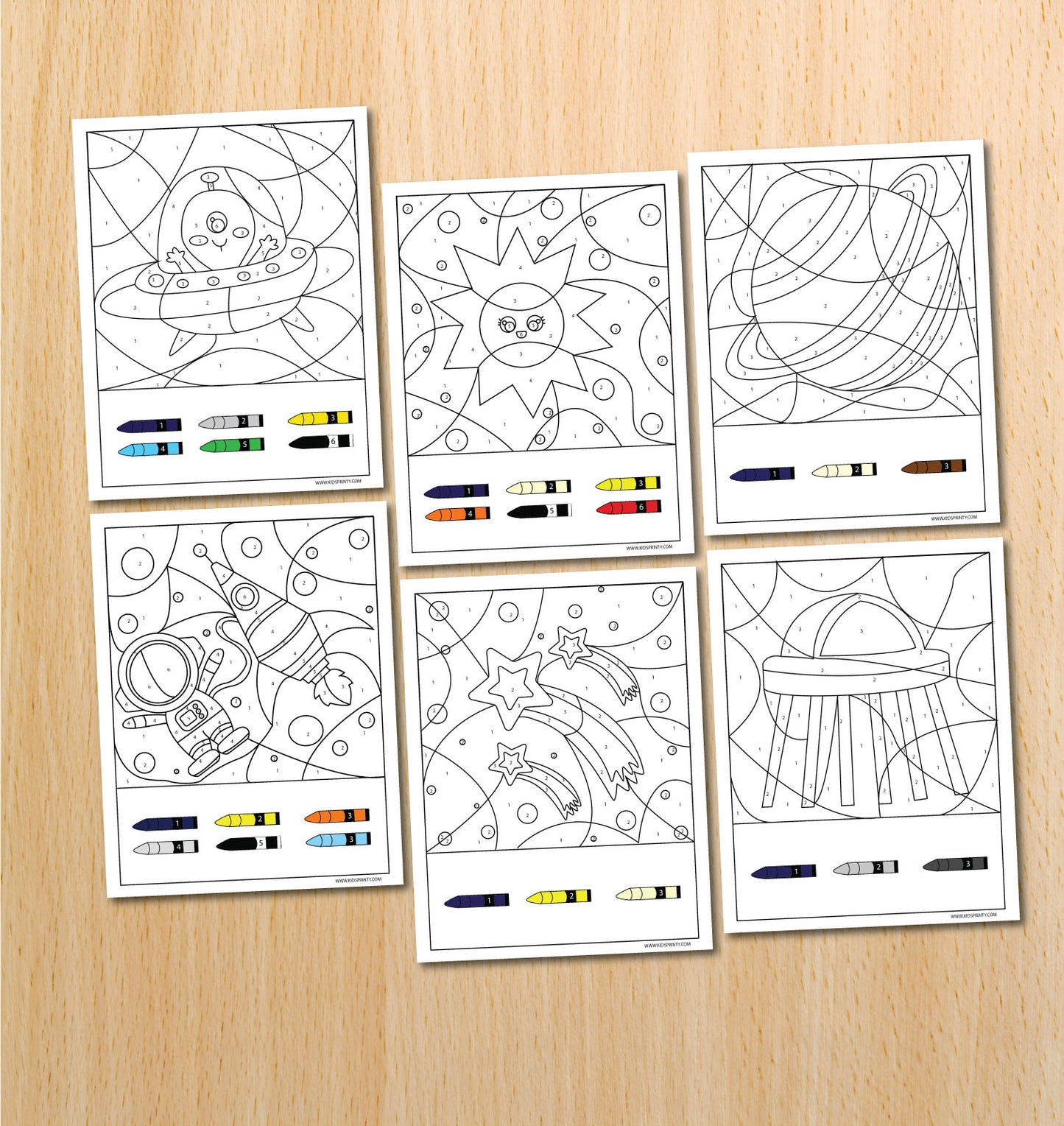 Space Color By Number Book (10 Pages)