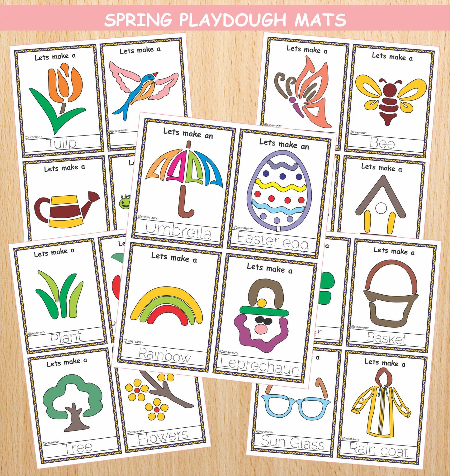 Spring Play Dough Mats (20 Visual cards)