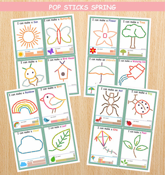 Spring Popsicle Sticks (16 Visual Cards)