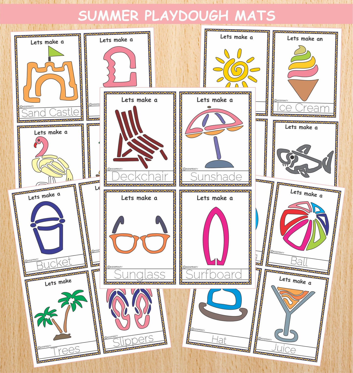 Summer Play Dough Mats (20 Visual cards)