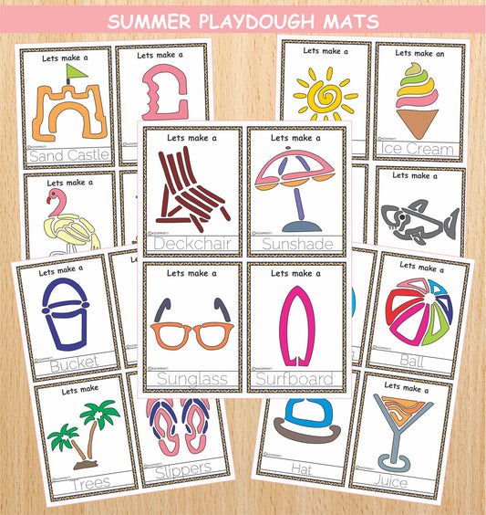 Summer Play Dough Mats (20 Visual cards)