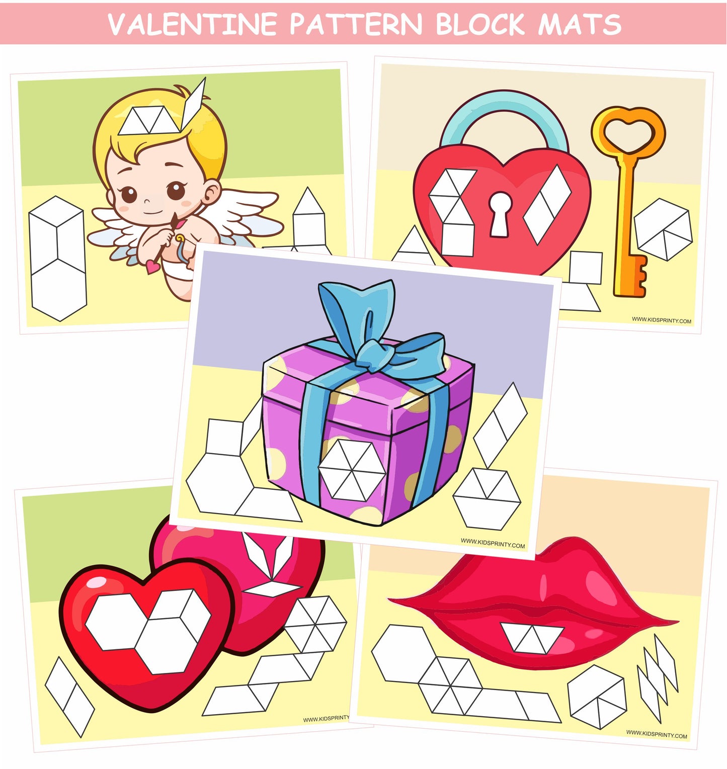 Valentine Pattern Block Mats (10 Pages)