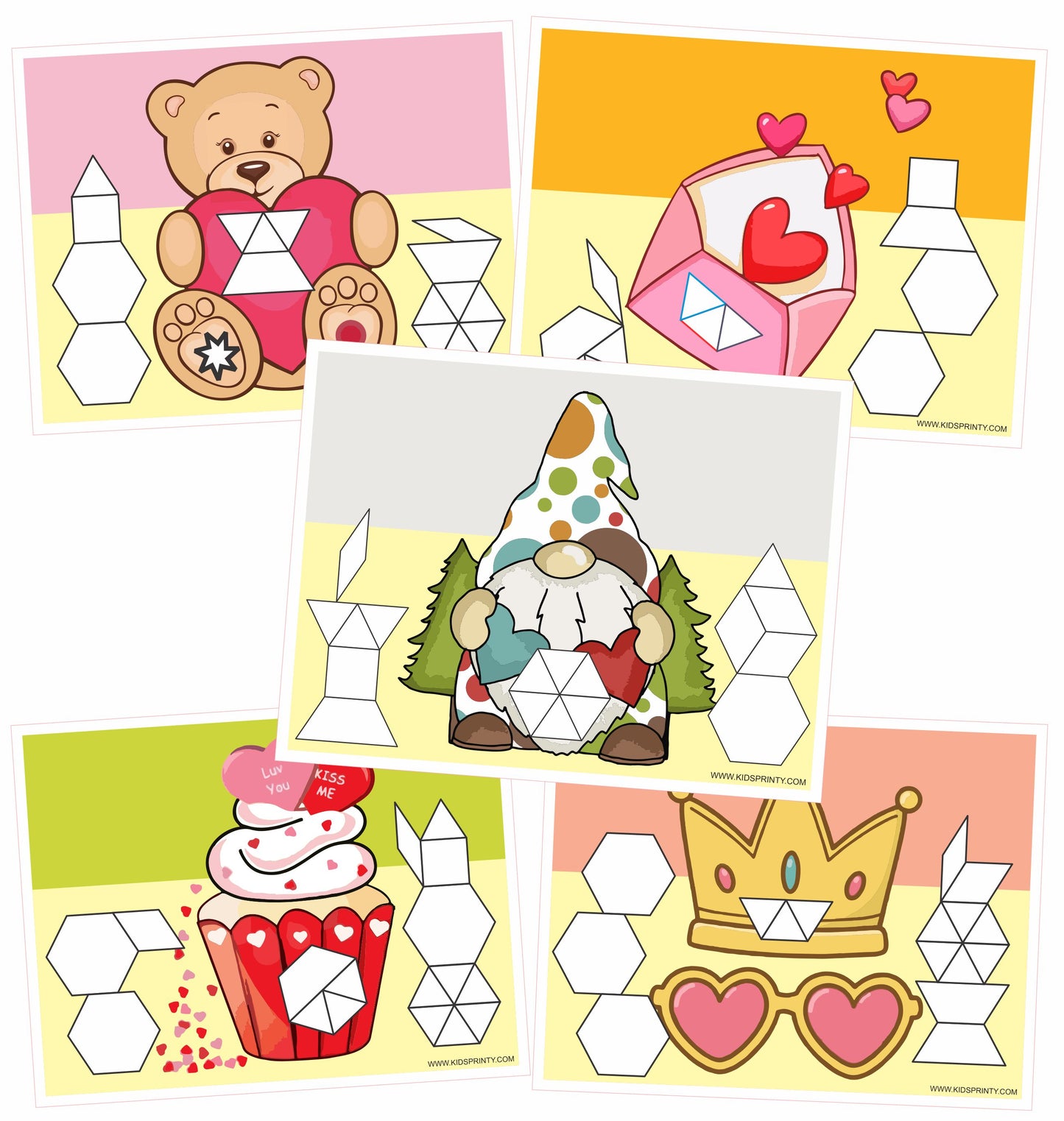 Valentine Pattern Block Mats (10 Pages)