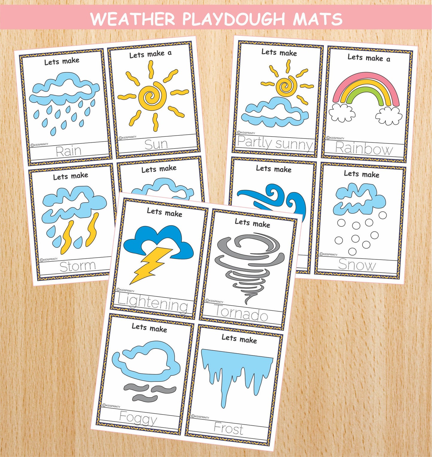 Weather Play Dough Mats (12 Visual cards)