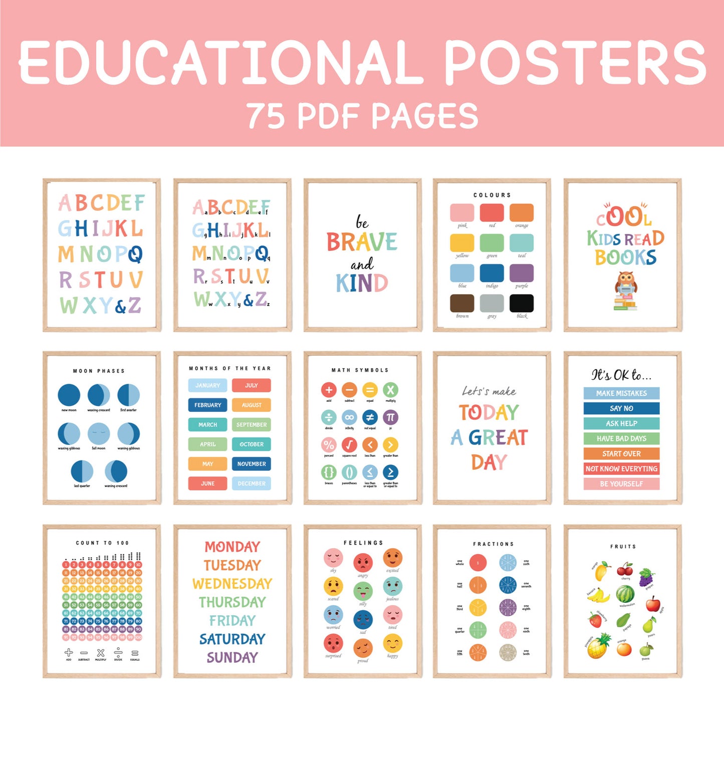 Kids Educational Wall Arts Bundle (75+ Pages)